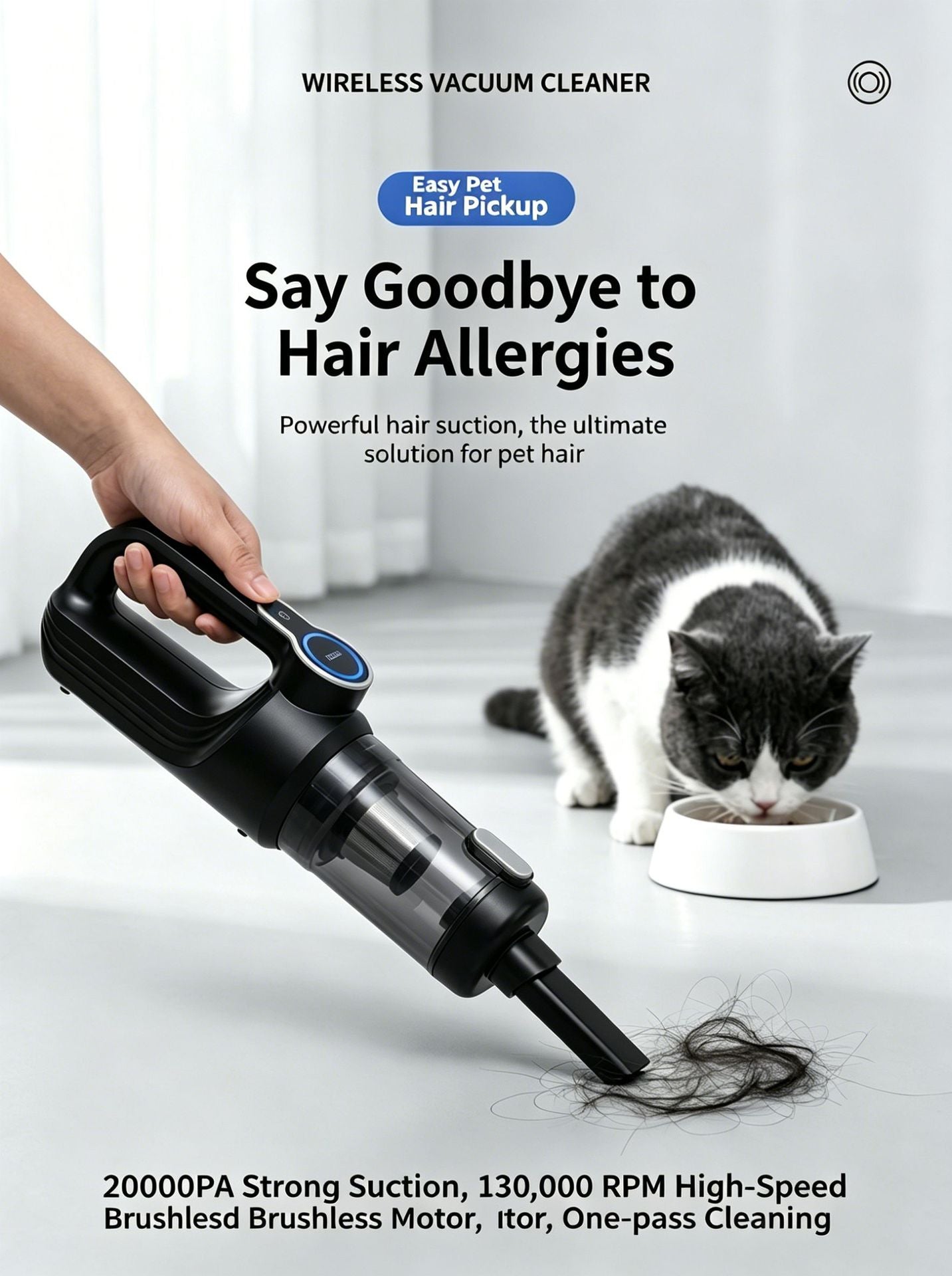 Vacuum picking up pet hair